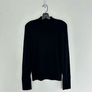 Reiss Black Slit-sleeve Merino Wool Sweater